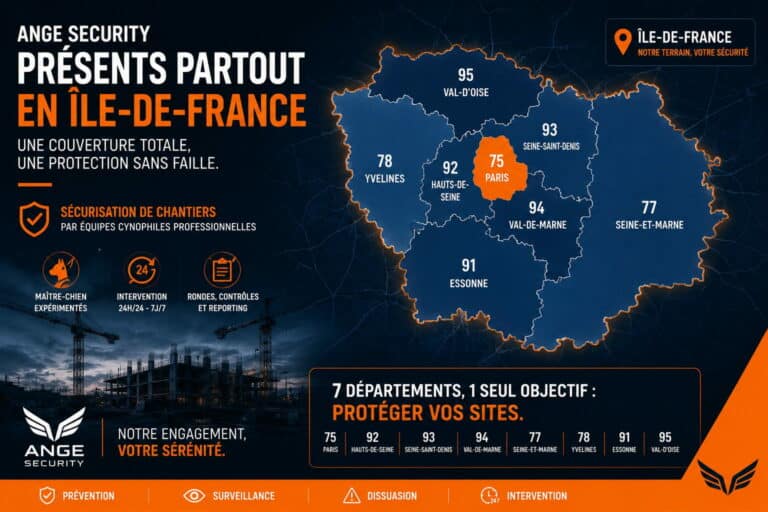 Ange Security intervient avec chien de défense sur chantier dans toute l'Île de France